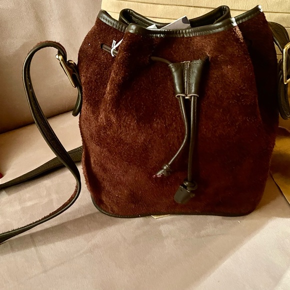 Coach Handbags - Authentic vintage COACH brown suede preloved bucket crossbody handbag